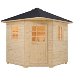 Juskys Venkovní sauna Eldur s 8 kW ohřívačem & příslušenstvím