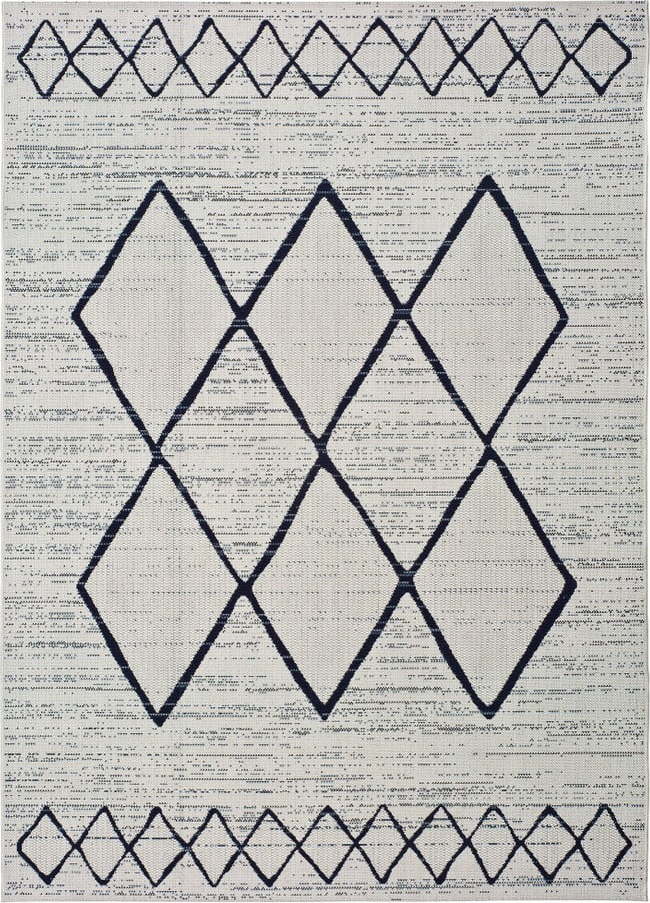Krémovo-modrý venkovní koberec Universal Elba