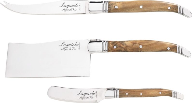 Laguiole Style de Vie Sada nožů na sýr Luxury - rukojeť z olivového dřeva