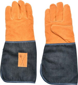 Modro-oranžové zahradnické rukavice s ochranou zápěstí Esschert Design Denim