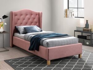 Signal Čalouněná postel ASPEN VELVET 90 x 200 cm barva růžová/dub