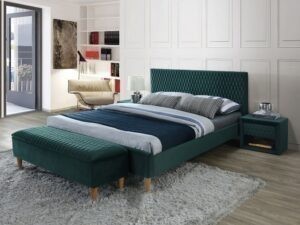 Signal Čalouněná postel AZURRO VELVET 160 x 200 cm barva zelená / dub