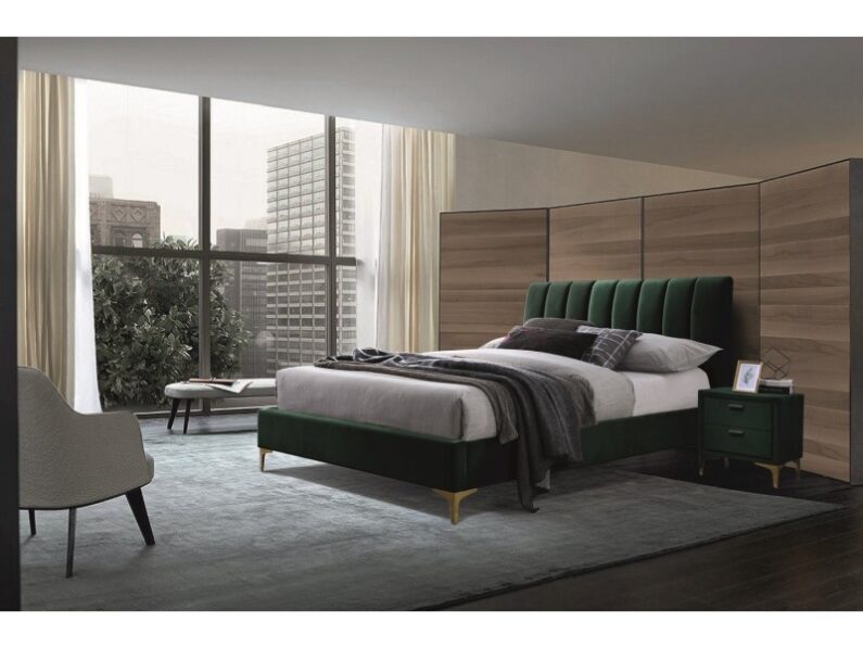 Signal Čalouněná postel MIRAGE VELVET 160 x 200 cm barva zelený / zlatá