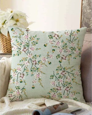 Zelený povlak na polštář s příměsí bavlny Minimalist Cushion Covers Bloom