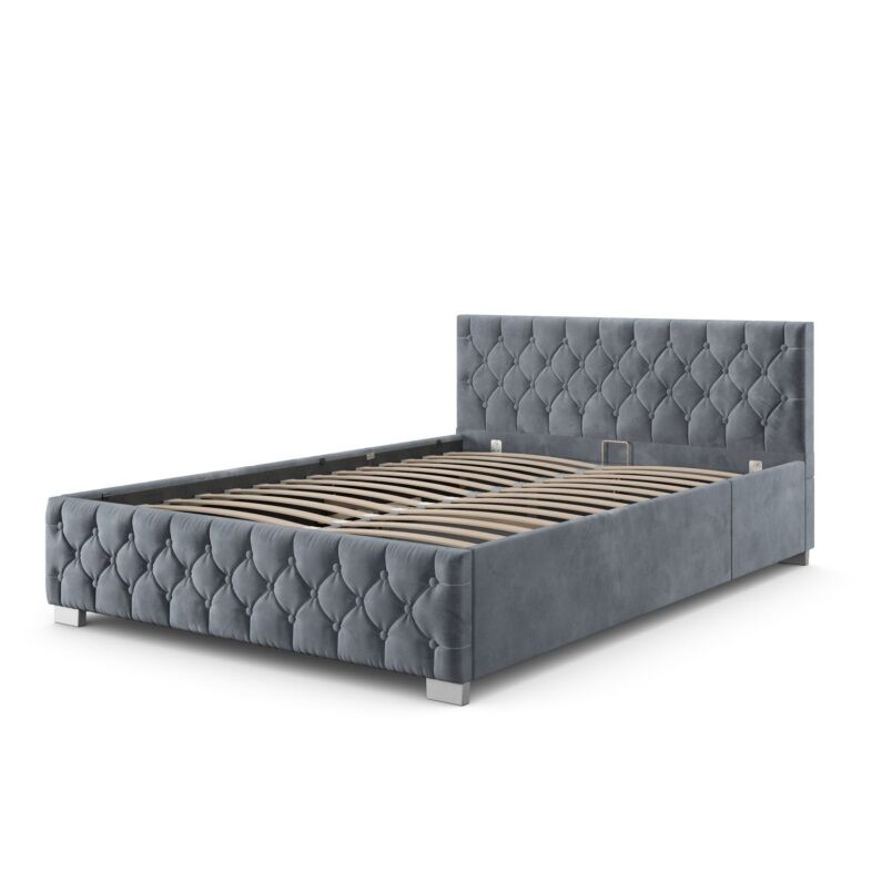 Juskys Čalouněná postel Nizza 120 x 200 cm s LED osvětlením v tmavě šedé barvě