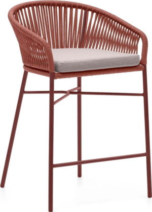 Zahradní barová židle s výpletem v barvě terakota Kave Home Yanet