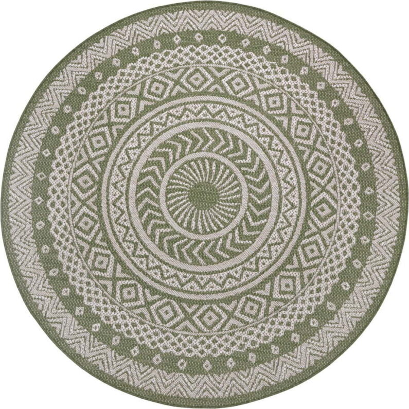 Zeleno-béžový venkovní koberec Ragami Round
